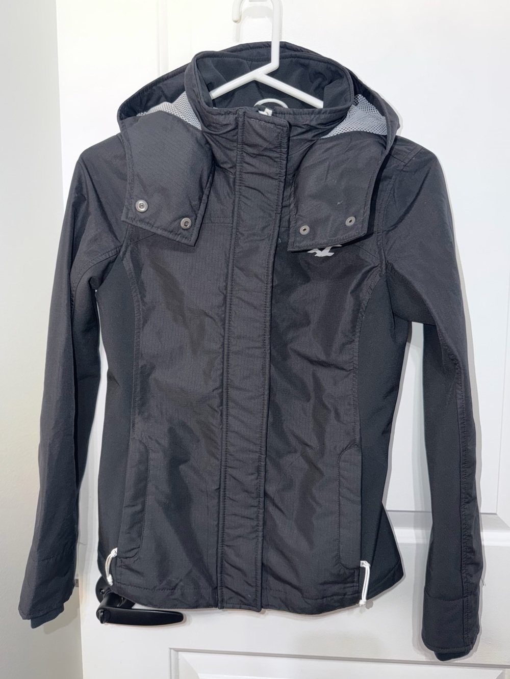 Hollister California All-Weather Jacket Womens Small Black Hooded Coat